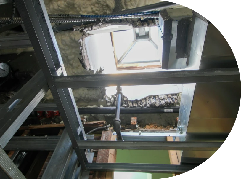 Spray foam insulation contractor at work