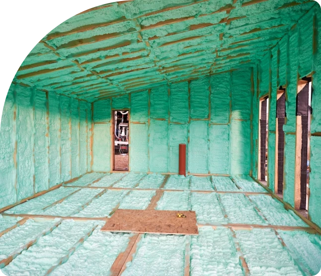 Spray foam insulation contractor at work