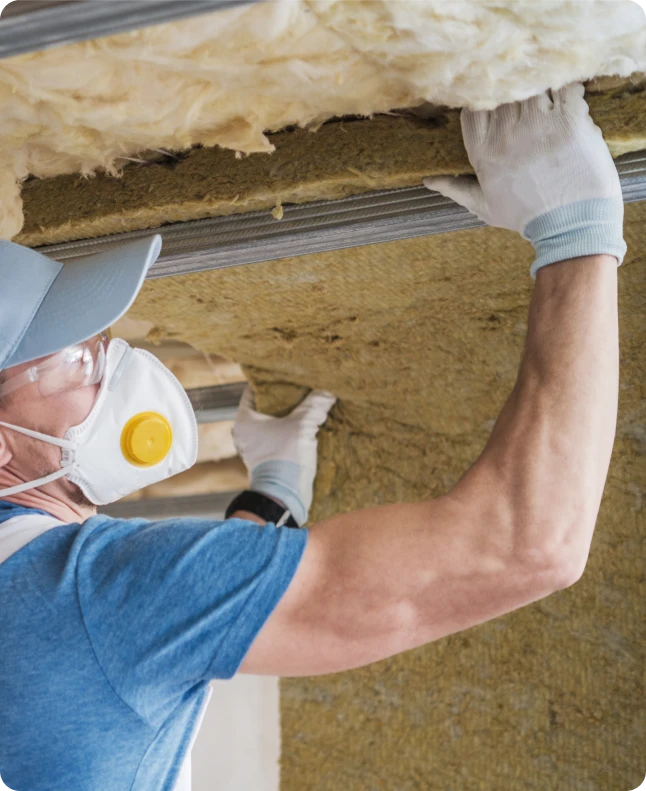 Insulation removal contractor at work