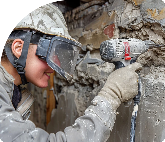 Insulation removal contractor at work