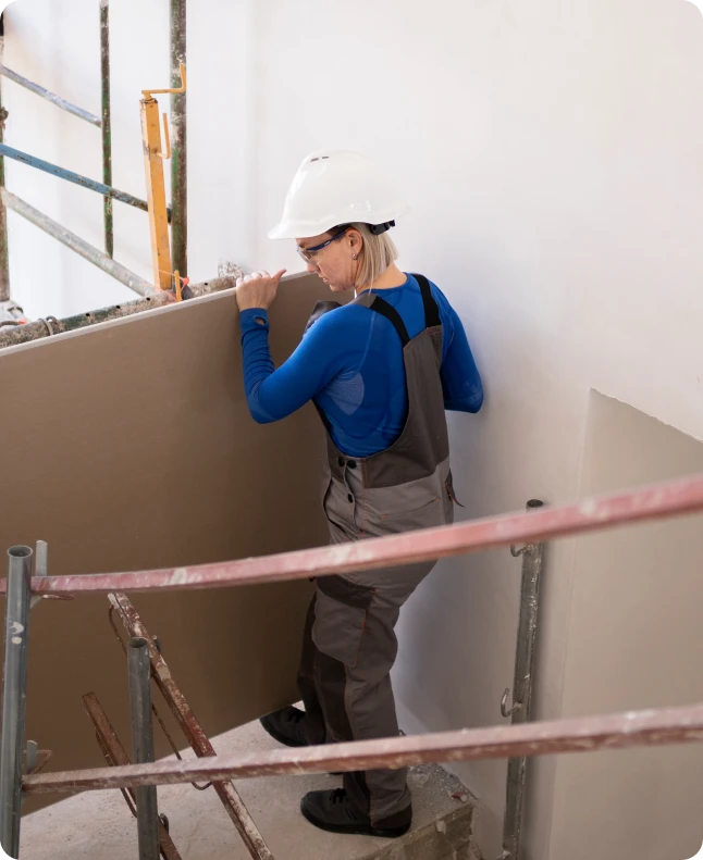 Office insulation contractor at work
