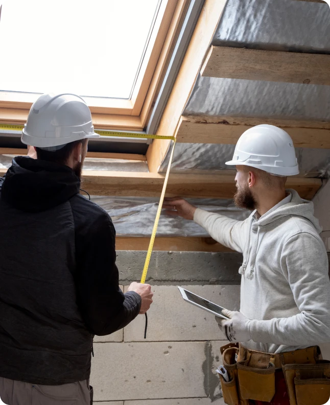 Office insulation contractor at work