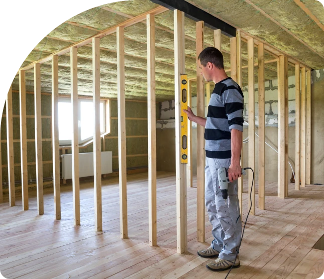 Office insulation contractor at work