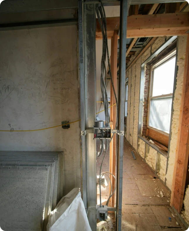 Wall insulation contractor at work