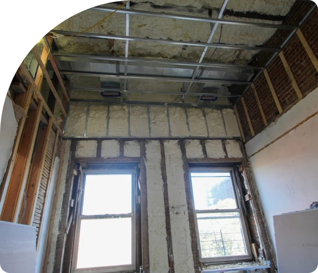 Wall insulation contractor at work