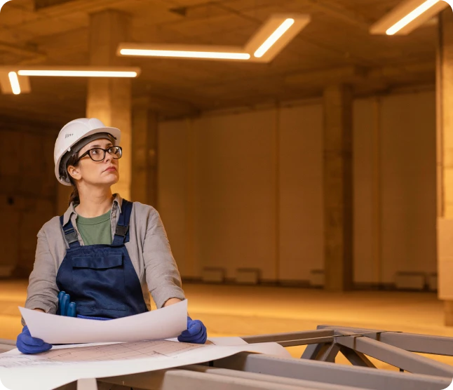 Warehouse insulation contractor at work