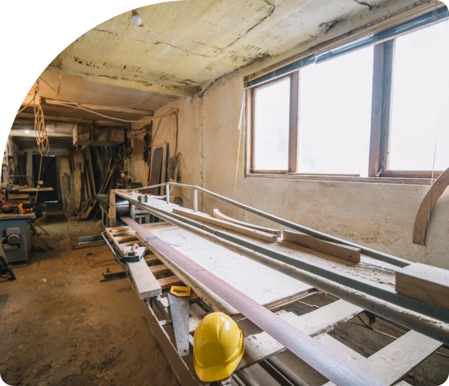 Warehouse insulation contractor at work